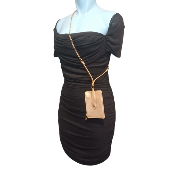 Crossbody Gold Card and Cash Holder "Wristlet" Badge Necklace Wallet ID Purse - Picture 1 of 13